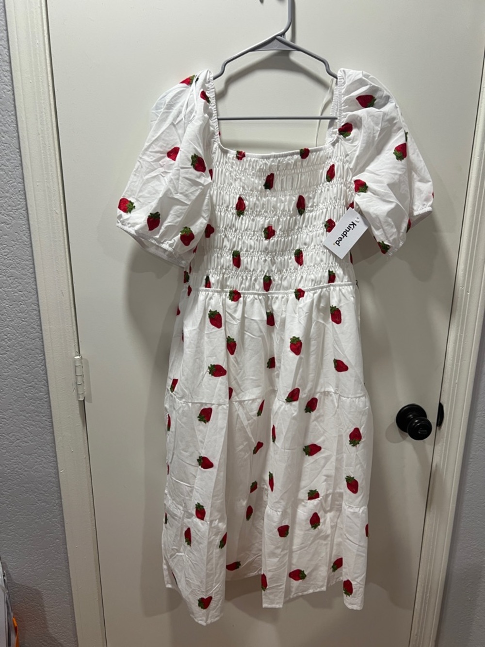 KINDRED WHITE Strawberry Print Maxi Dress